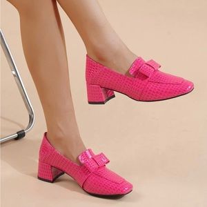 Hot Pink Crocodile Bow Loafer - NWT - 8.5